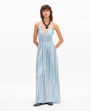 The Kooples F LIGHT BLUE blue pleated maxi dress