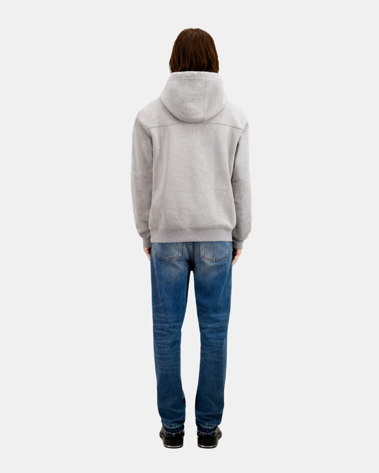 The Kooples MEN GREY MELANGE men's grey biker hoodie