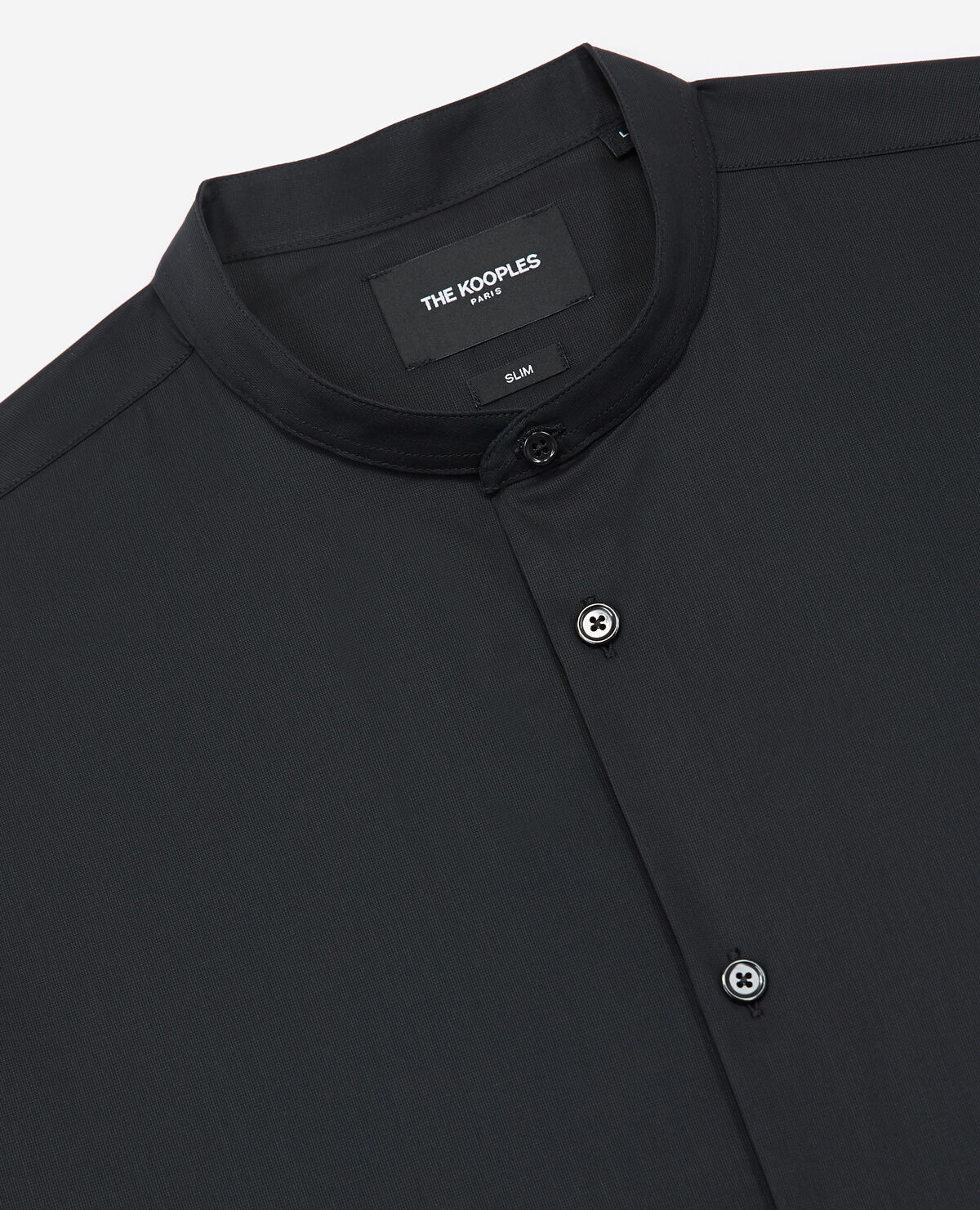 Mens black shop collarless shirt