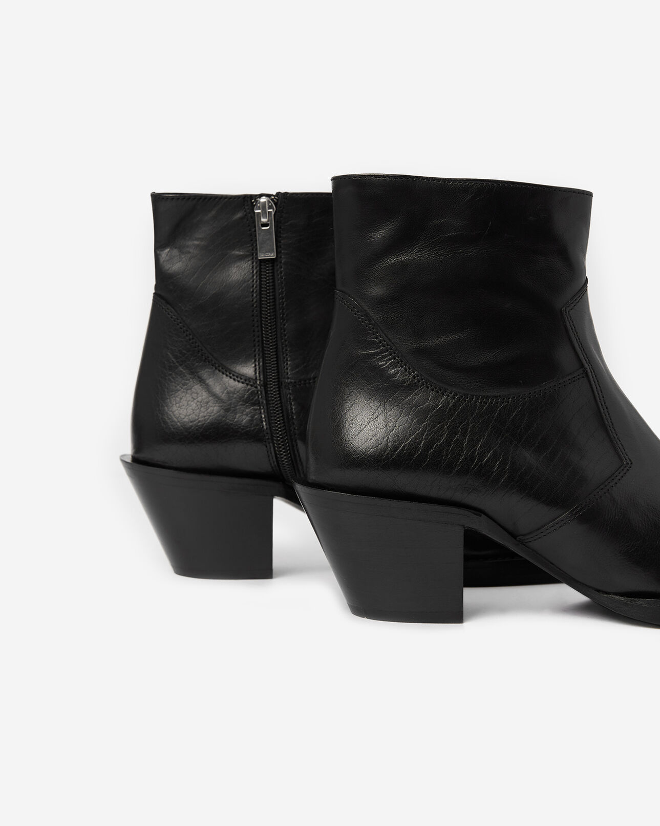 The Kooples WOMEN BLACK western-style black leather ankle boots