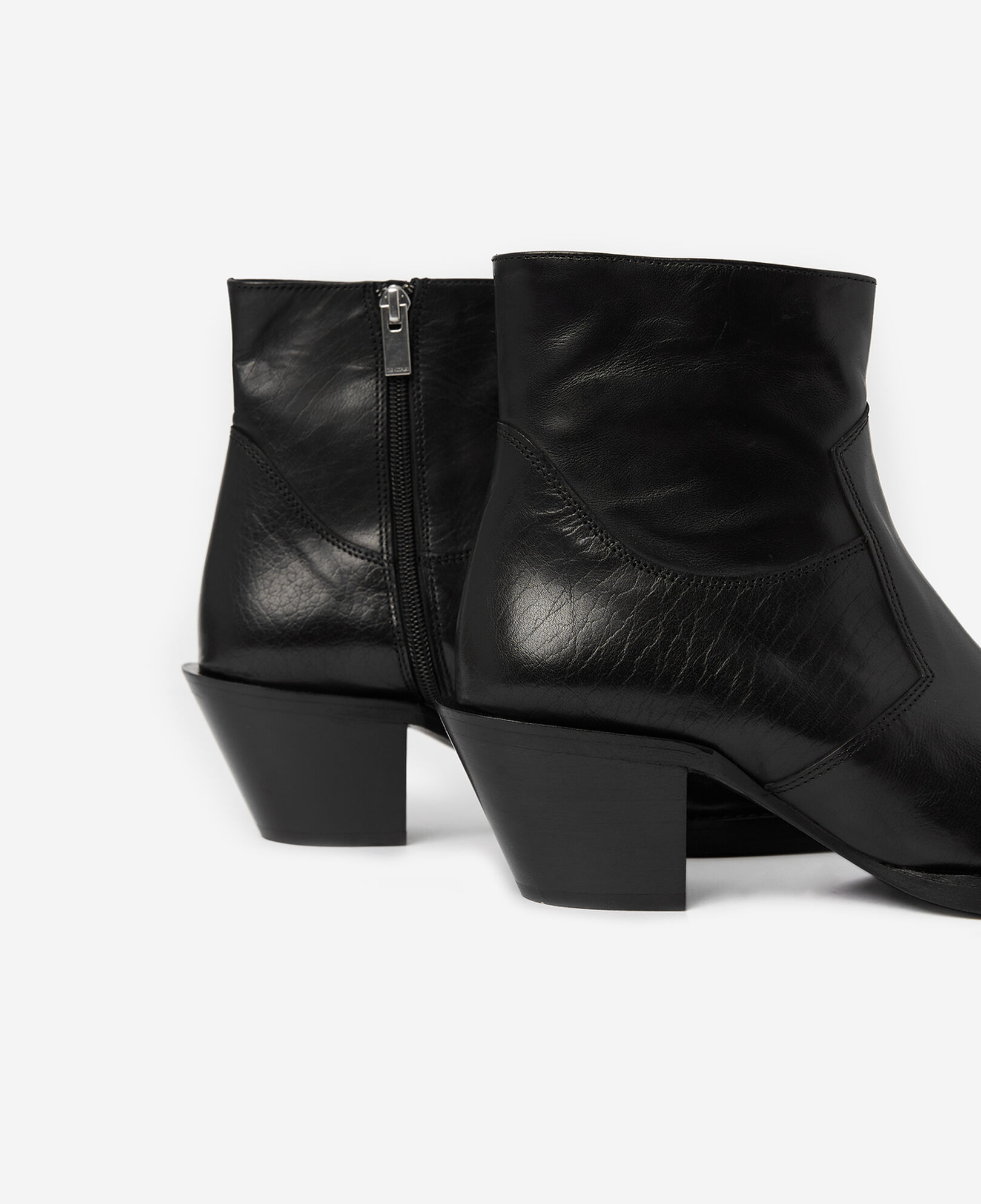 The Kooples WOMEN BLACK western-style black leather ankle boots