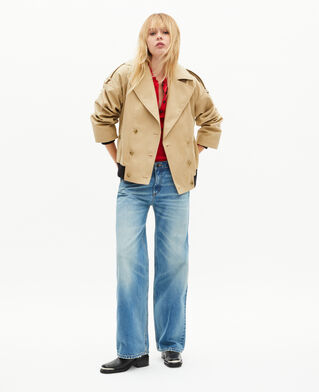 The Kooples F LIGHT BEIGE short trench in beige cotton