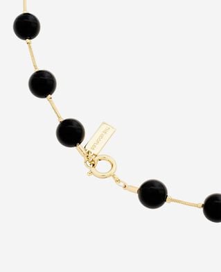 The Kooples F GOLD pearl necklace with black heart pendant