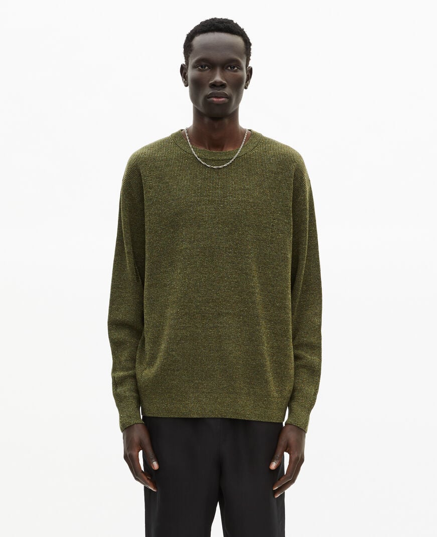 The Kooples H OLIVE KAKI khaki wool and linen sweater