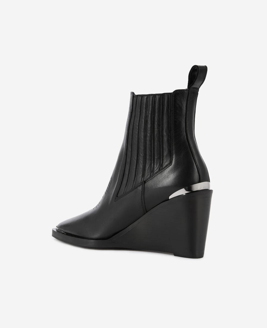 The Kooples FEMME BLACK bottines western en cuir noir