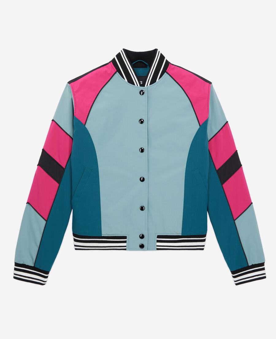 blouson court avec patchwork multicouleur