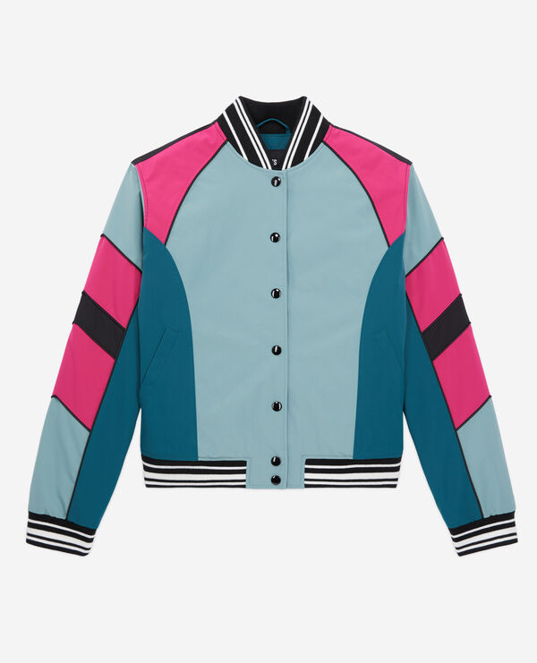 blouson court avec patchwork multicouleur
