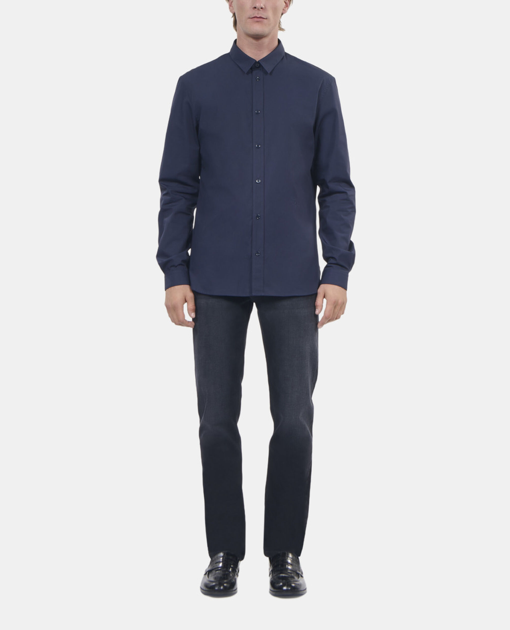 Navy blue poplin shirt, NAVY, hi-res image number null
