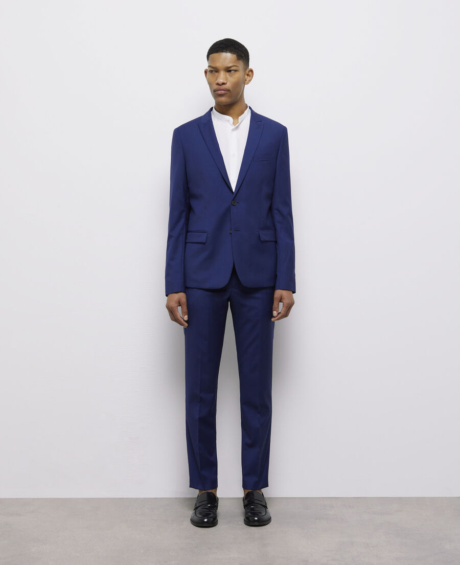 veste de costume micro motif bleu marine