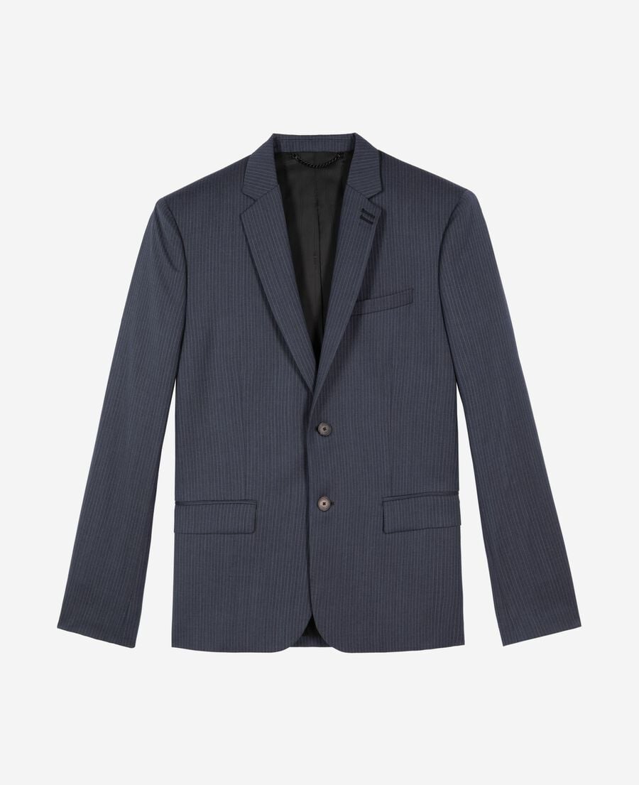 The Kooples HOMME BLUE veste de costume en laine à rayures bleue