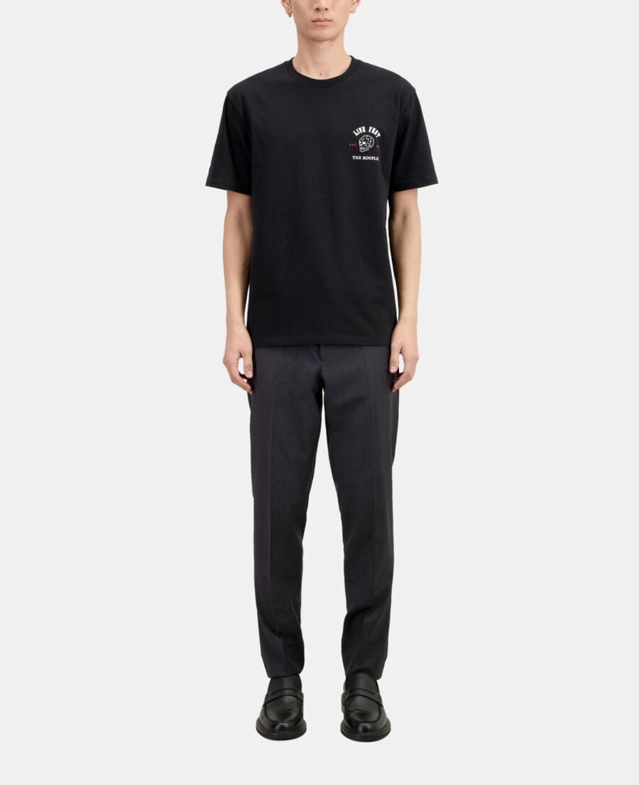 The Kooples HERREN BLACK schwarzes t-shirt mit „live fast“-schriftzug