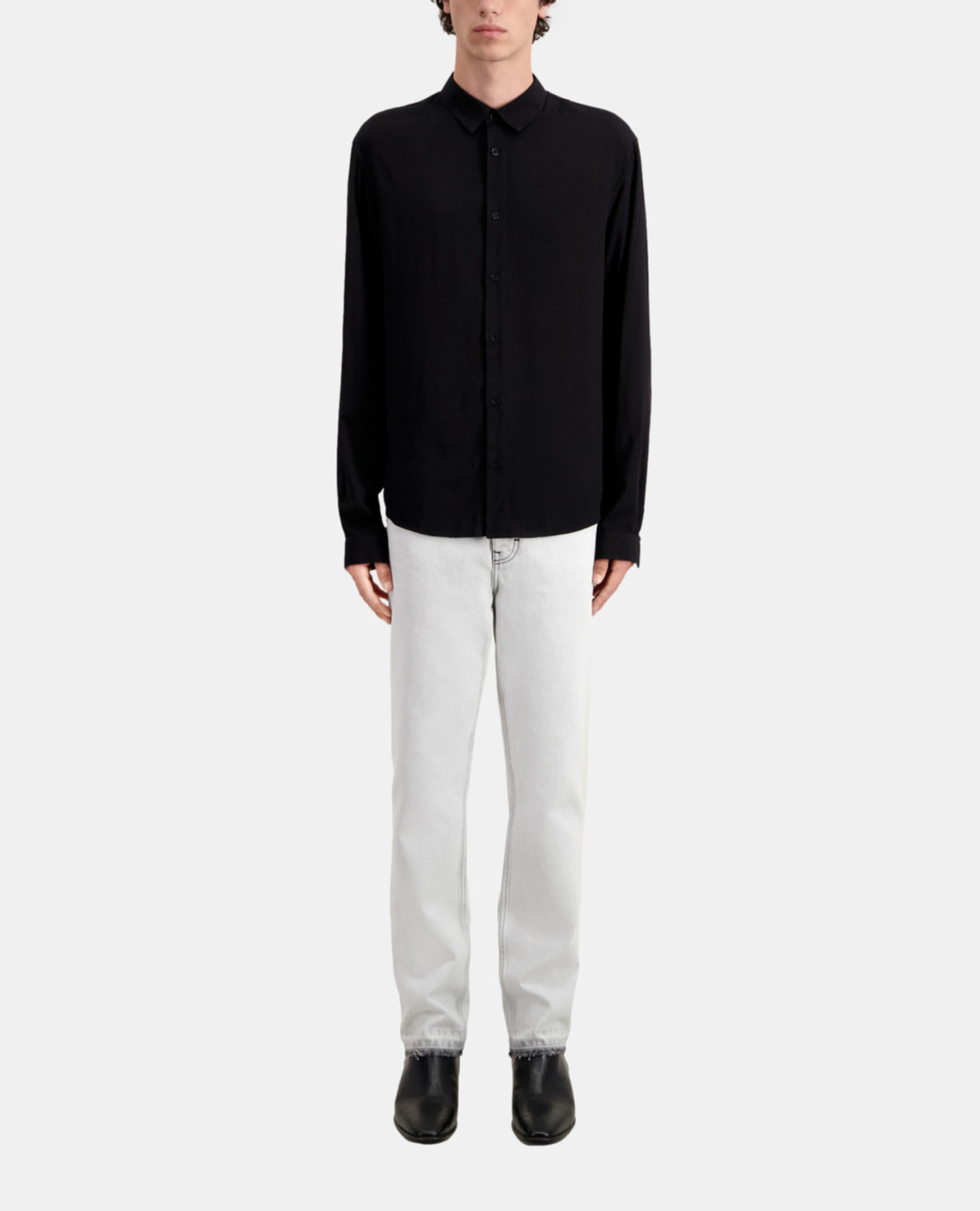 Chemise col classique noire, BLACK, hi-res image number null