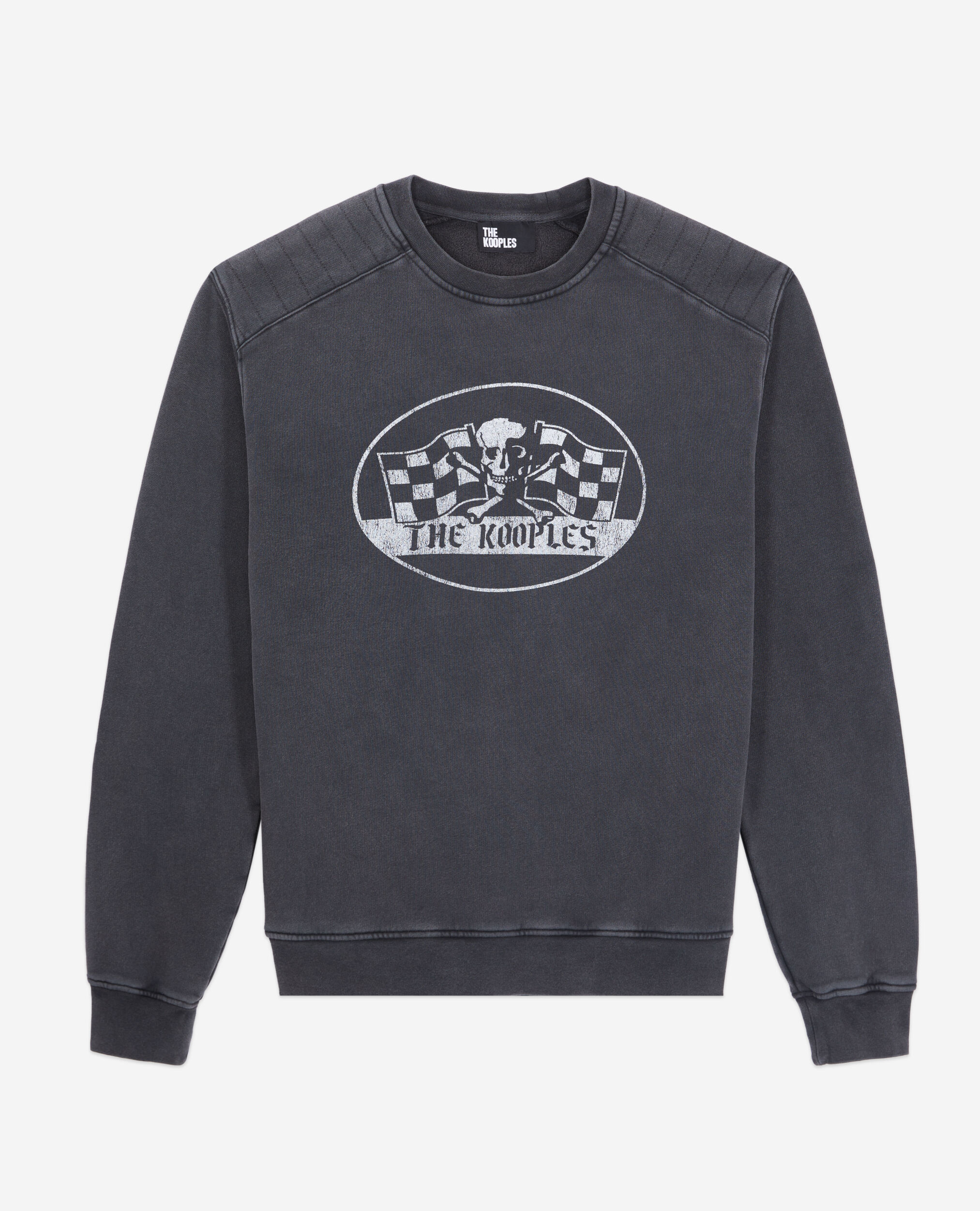 Sweatshirt Homme noir avec sérigraphie Racing skull, BLACK WASHED, hi-res image number null