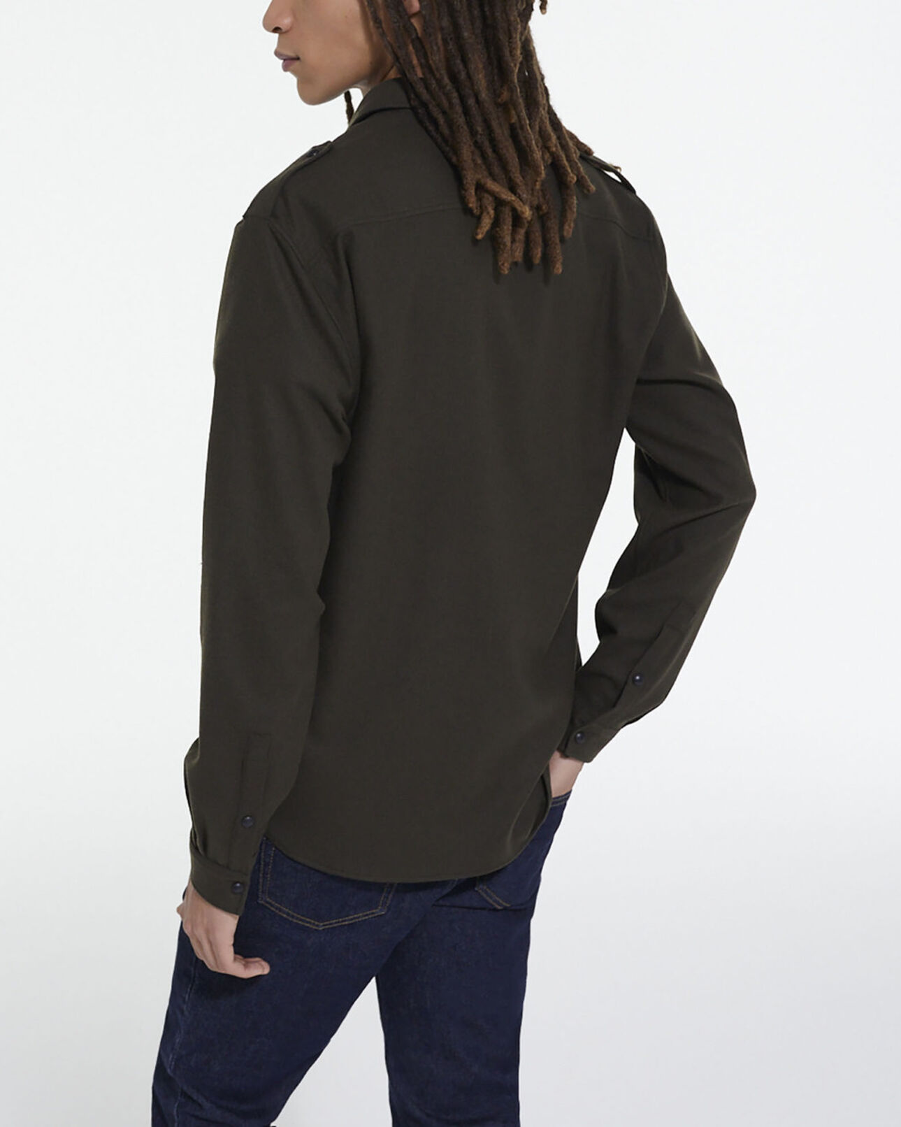 The Kooples MEN KAKI khaki shirt with classic collar