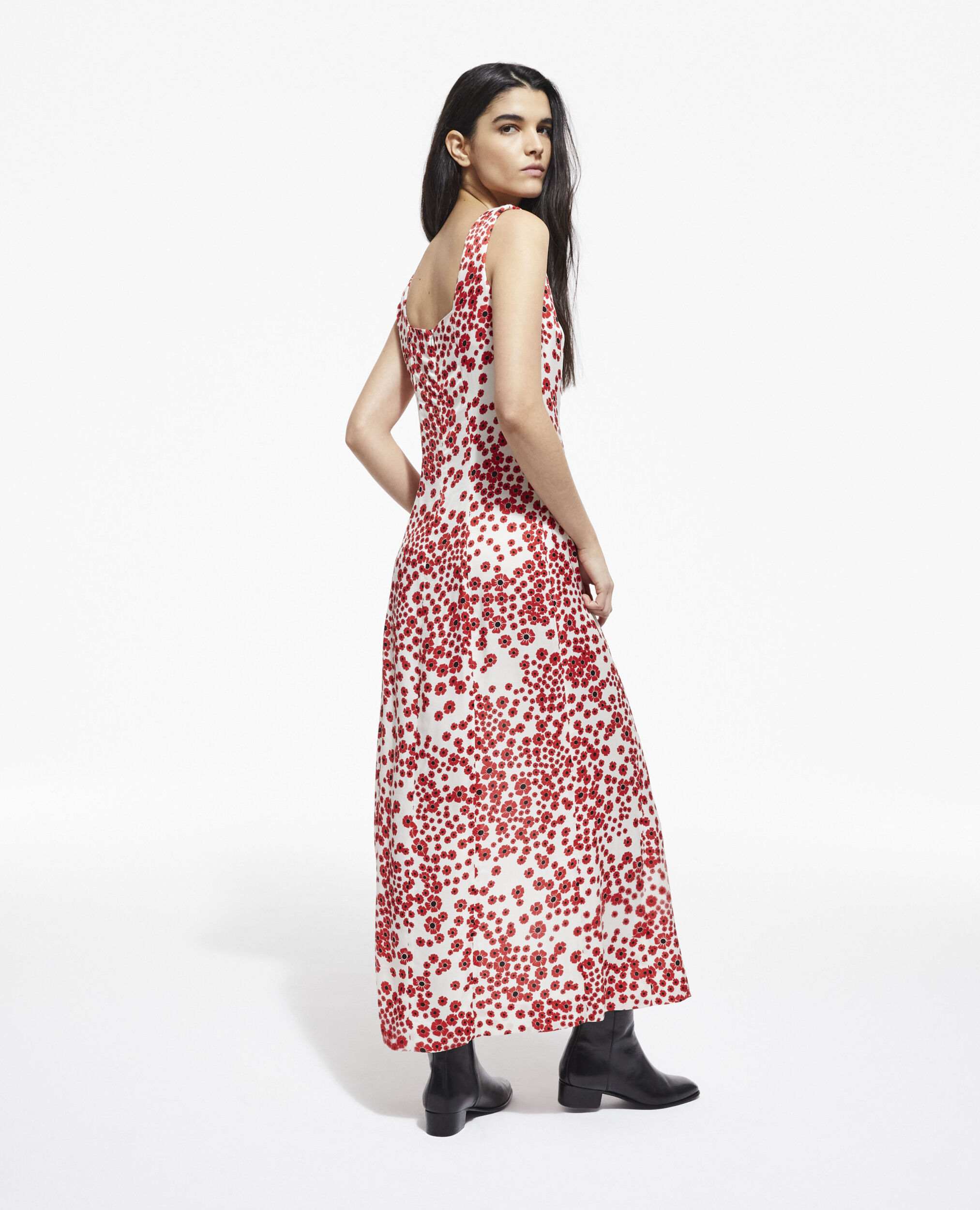 Long floral dress, RED / WHITE, hi-res image number null