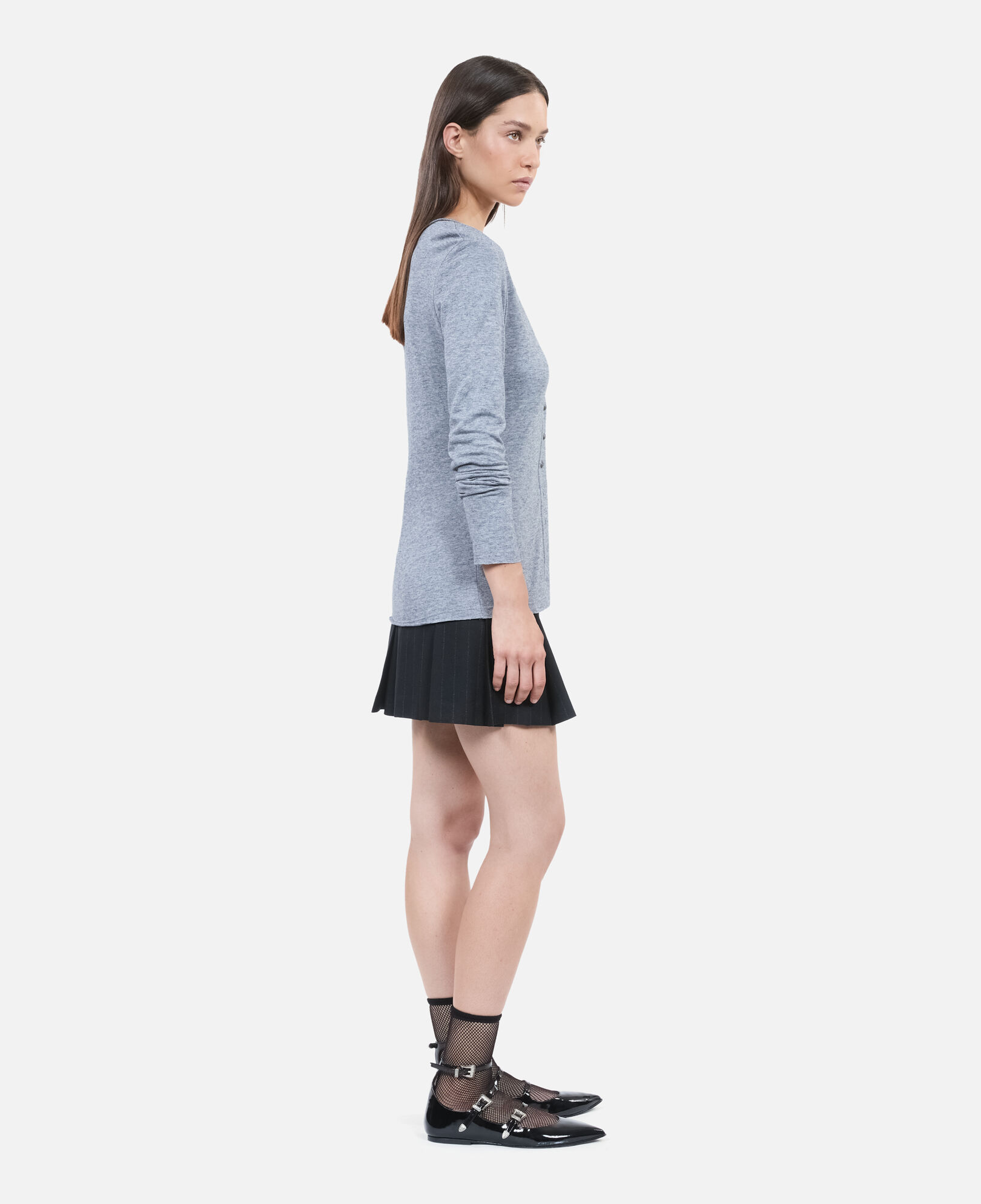 The Kooples WOMEN GREY MELANGE grey long-sleeved t-shirt