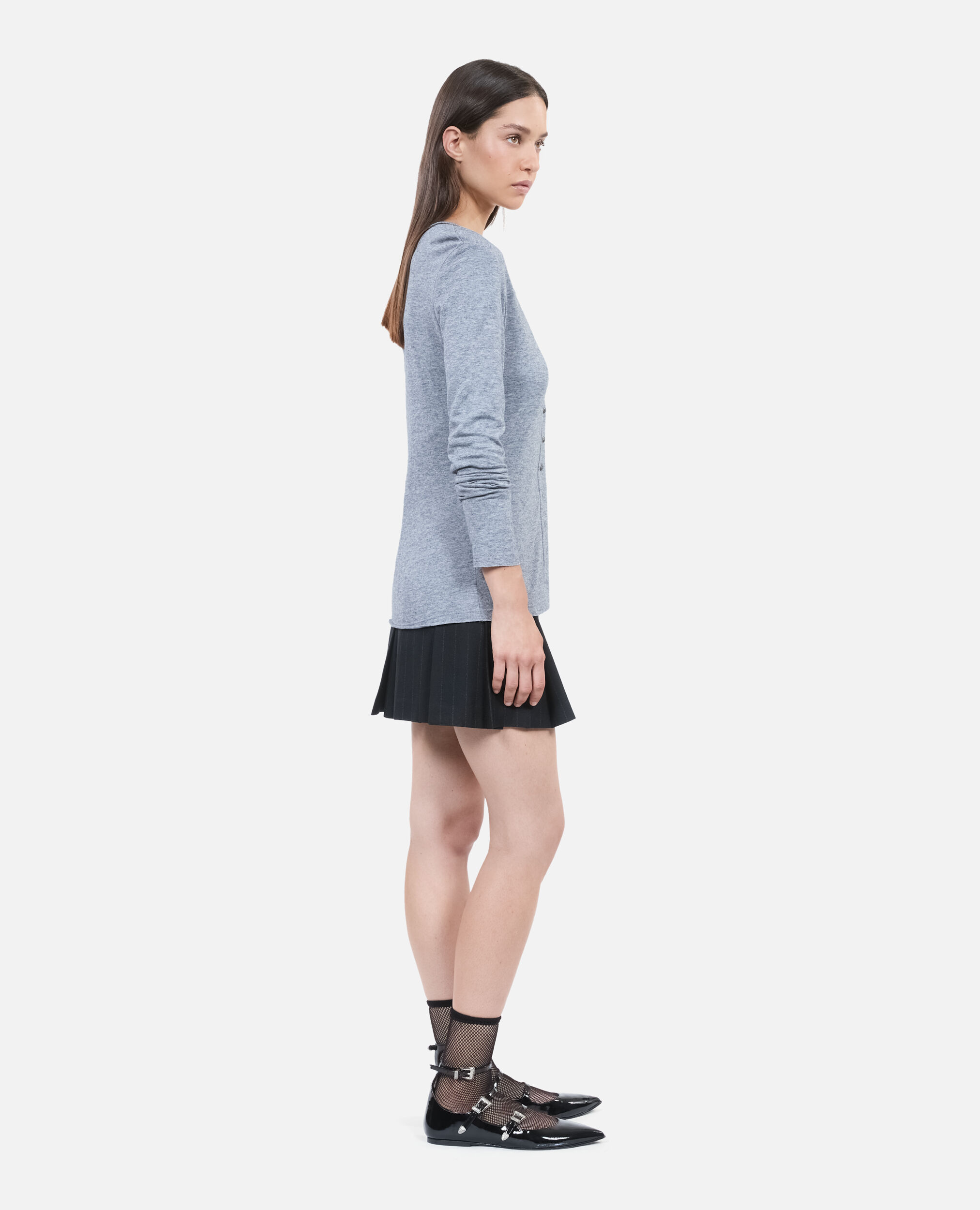 Grey long-sleeved t-shirt, GREY MELANGE, hi-res image number null