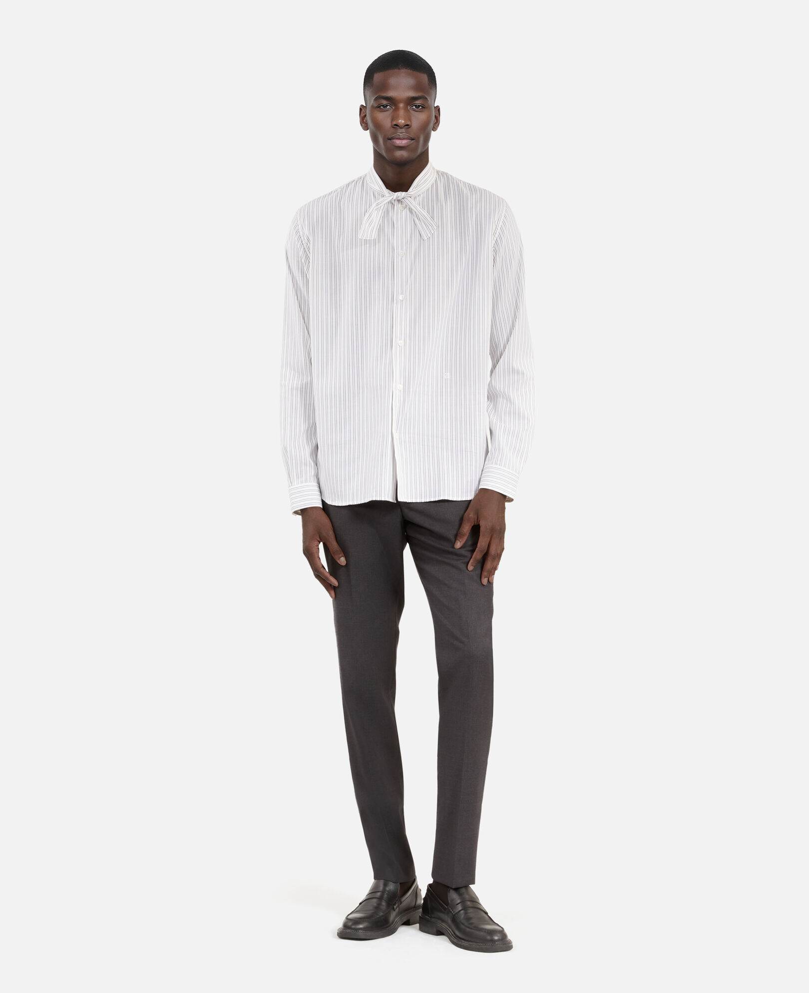 The Kooples HOMBRE BLACK WHITE camisa rayas finas blanca
