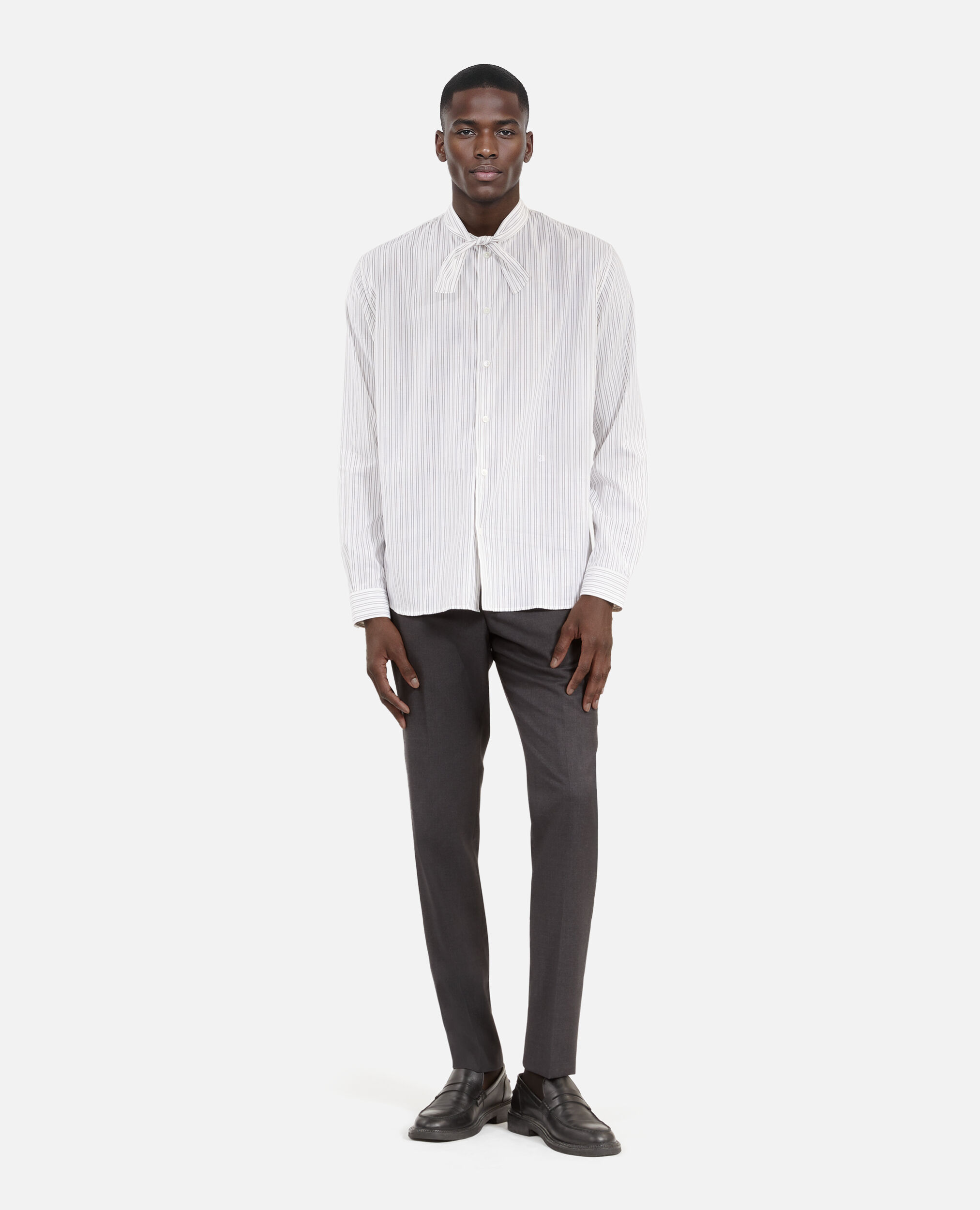 Camisa rayas finas blanca, BLACK WHITE, hi-res image number null
