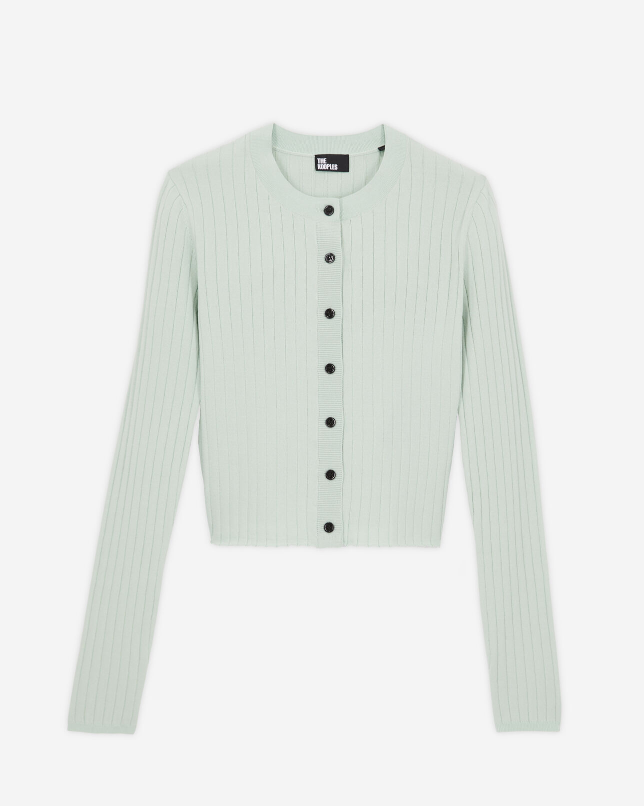 The Kooples FEMME OCEAN cardigan court côtelé vert clair