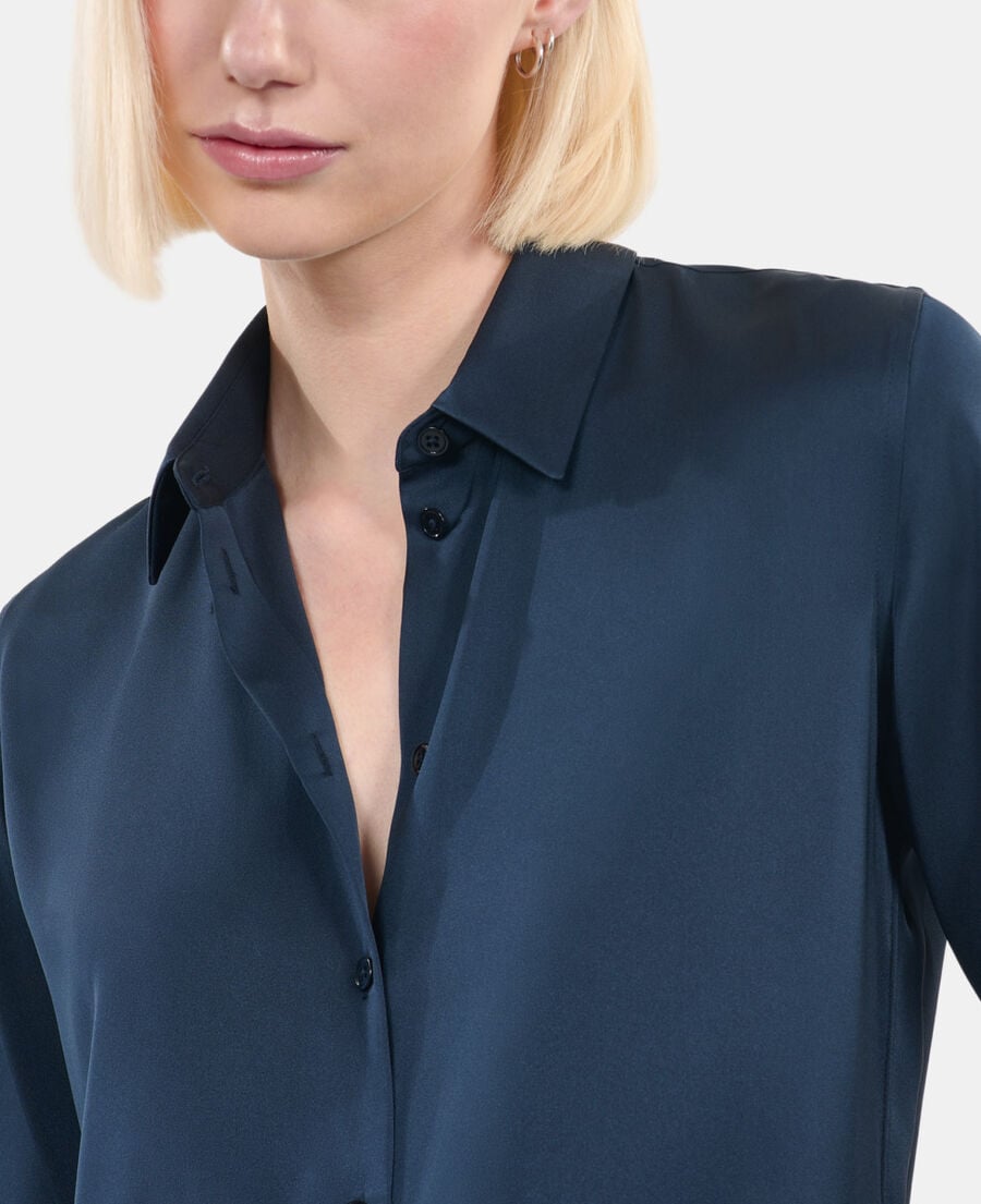 The Kooples DAMEN DARK NAVY marineblaues hemd aus seide