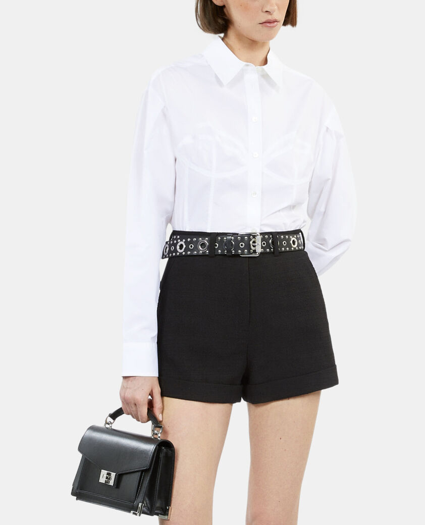 The Kooples FEMME WHITE chemise avec surpiqûres style corset blanche