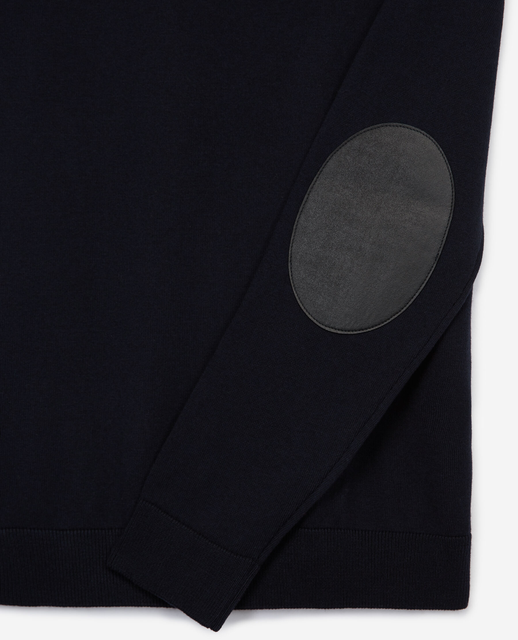 Crew neck sweater with elbow patches on sale