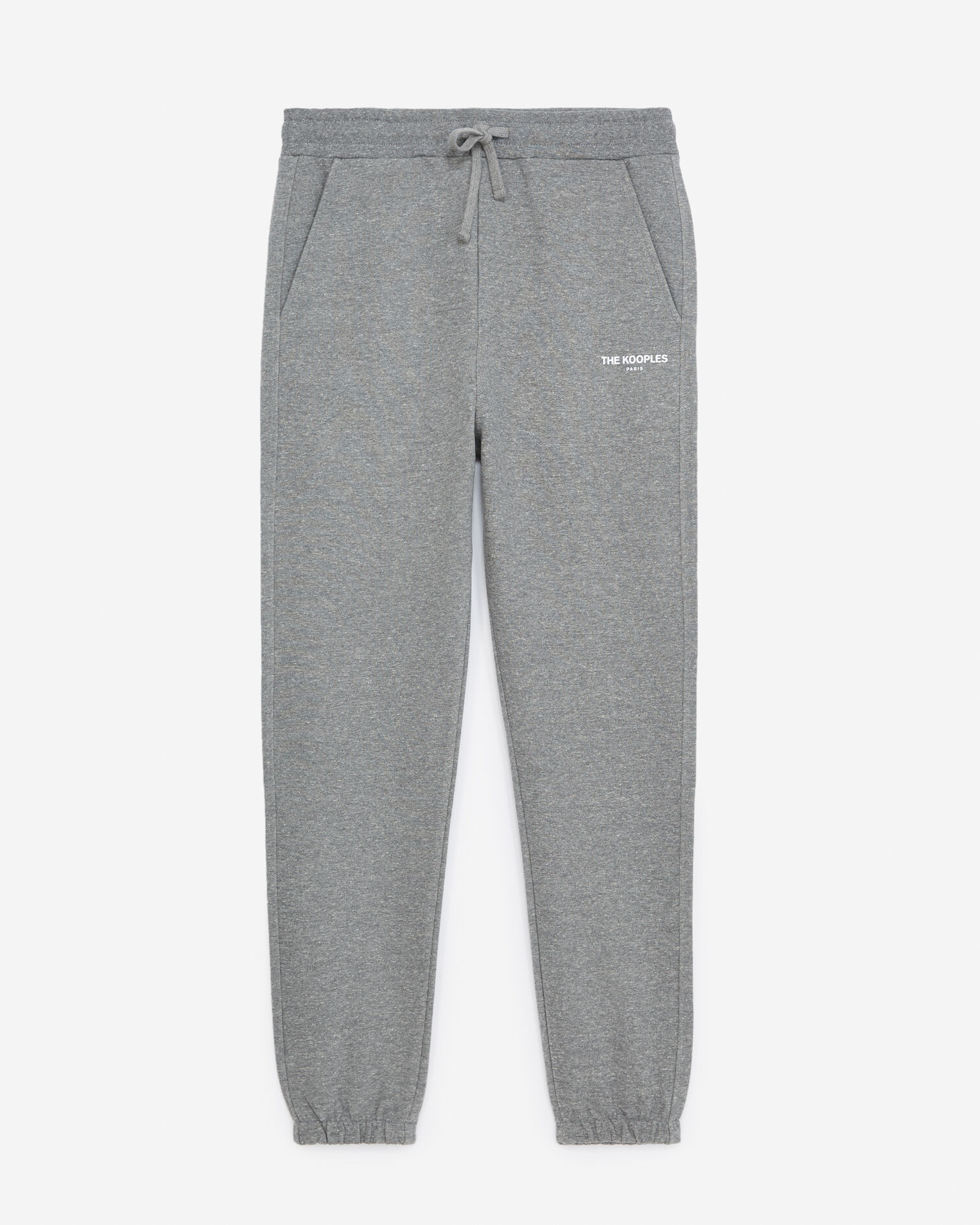 Gray joggers in thick cotton w/neon eyelet, GREY, hi-res image number null