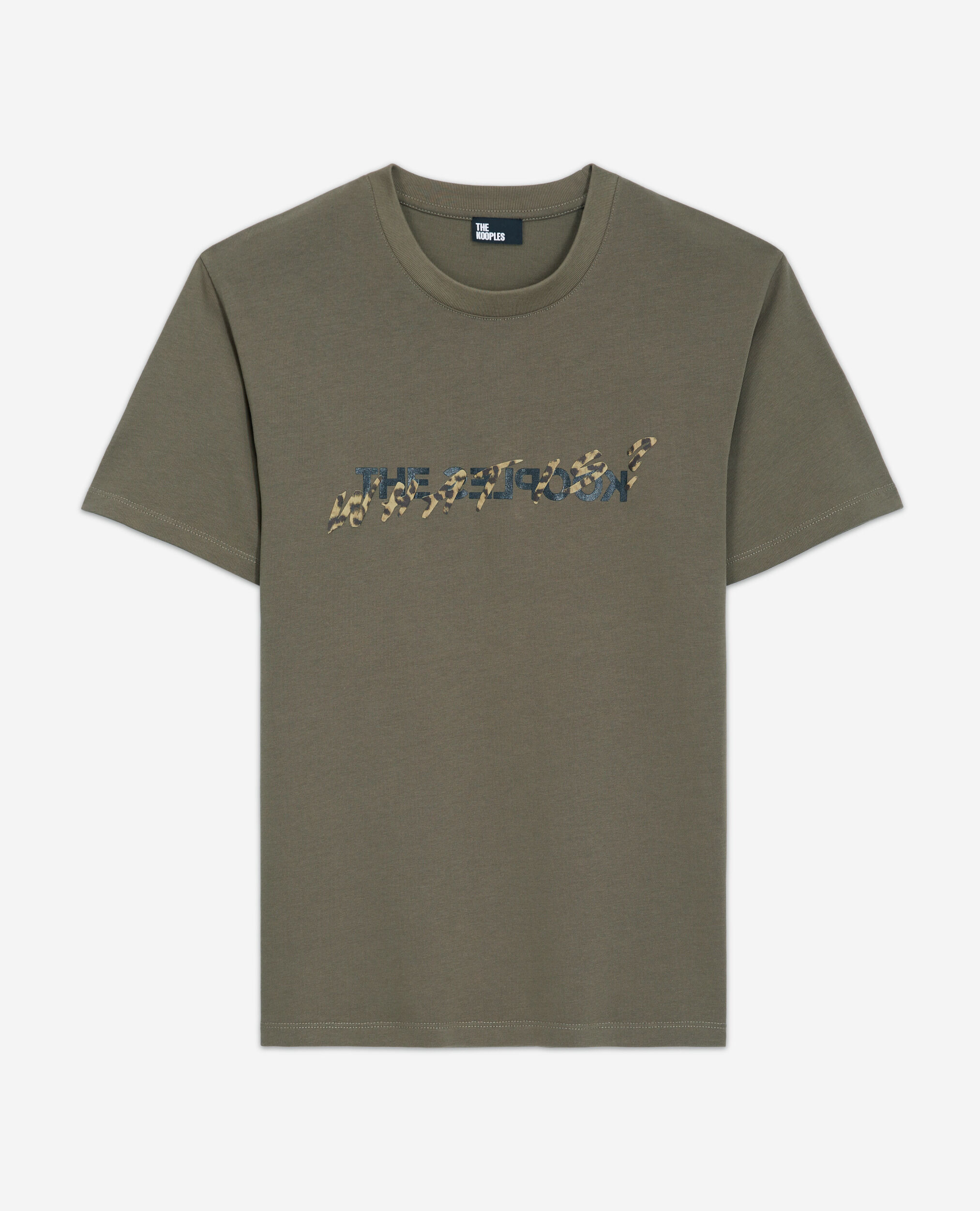 Khakifarbenes T-Shirt mit Leopardenmuster und "What is"-Schriftzug, ALGUE, hi-res image number null