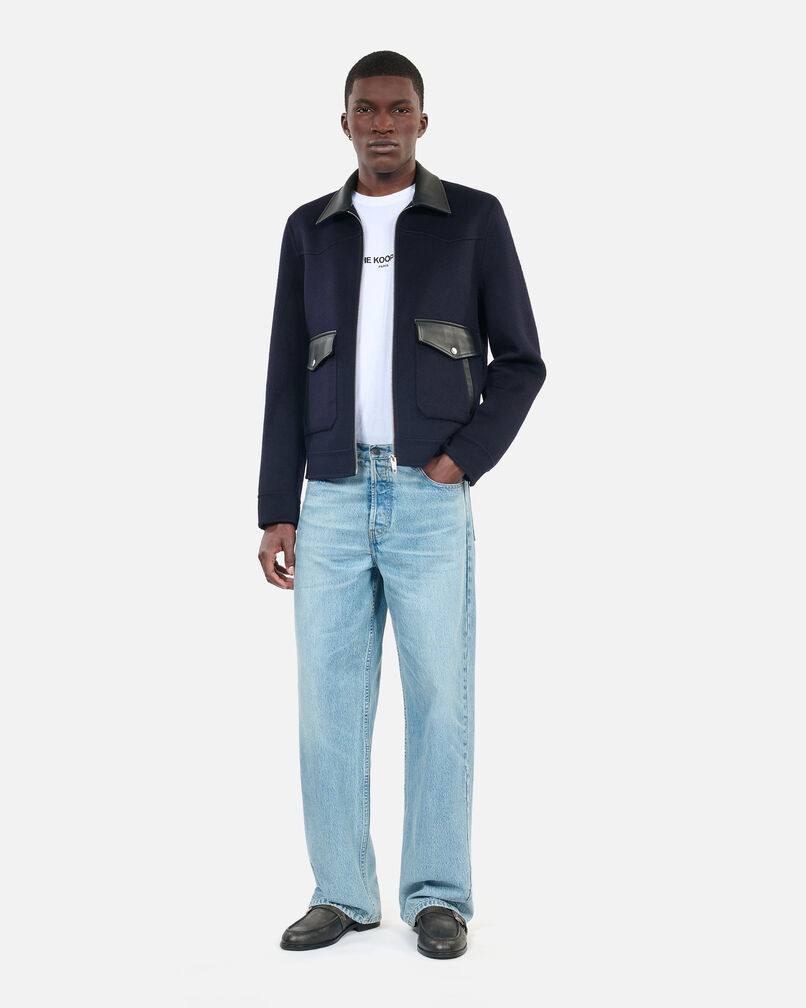 The Kooples HOMME NAVY blouson en laine double face bleu marine