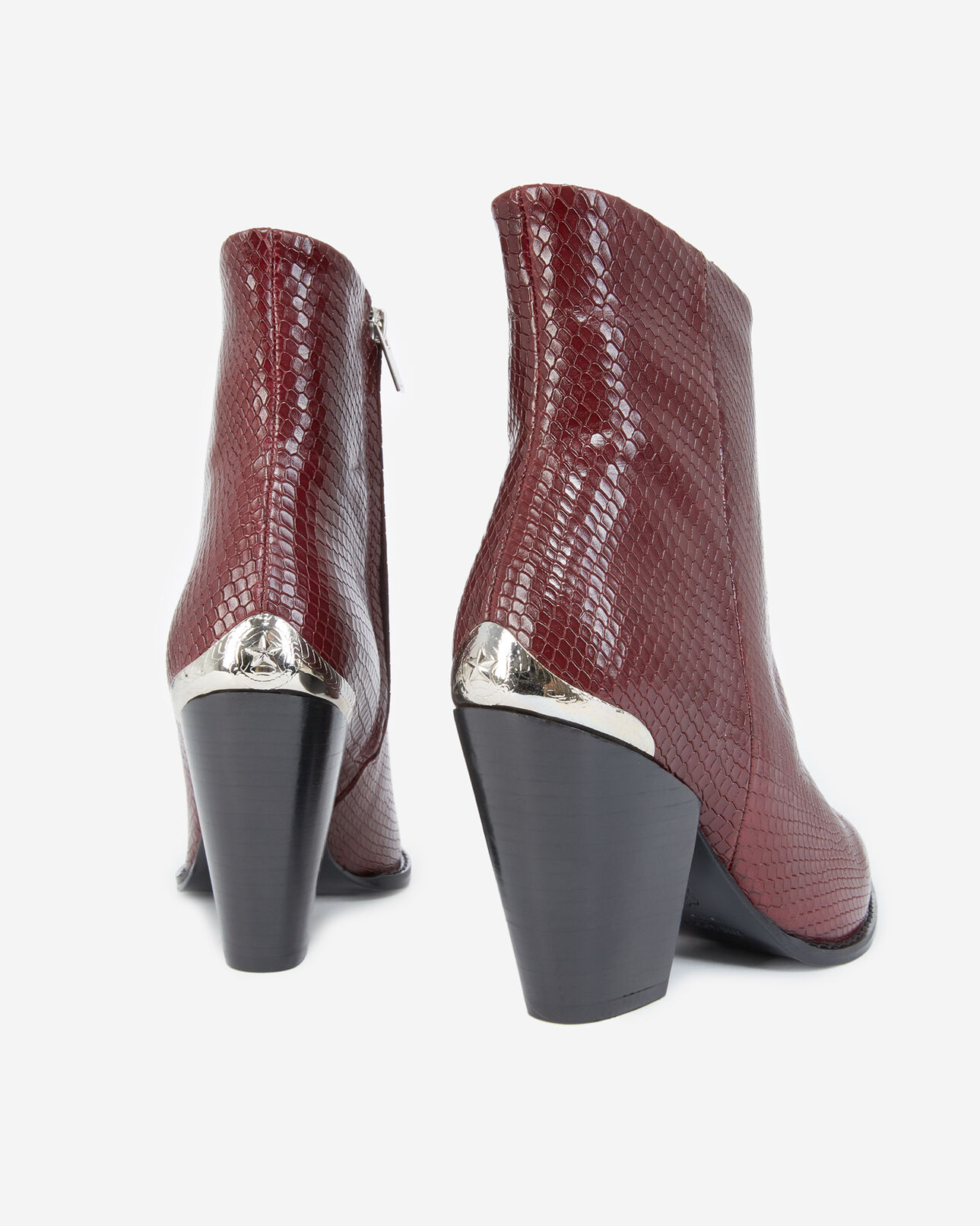 The Kooples FEMME BORDEAUX boots cuir bordeaux façon python