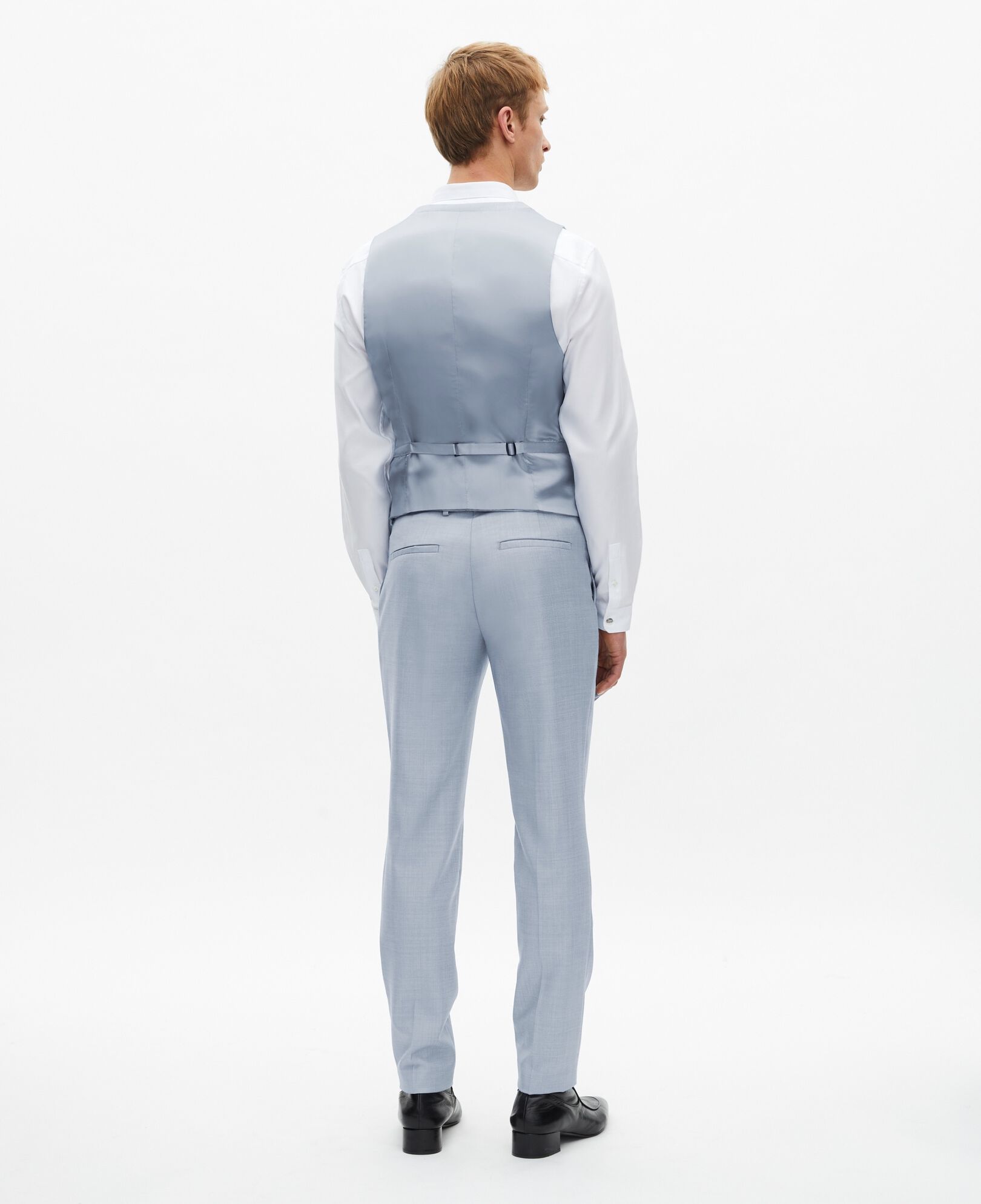The Kooples MEN BLUE light blue wool fitted suit waistcoat