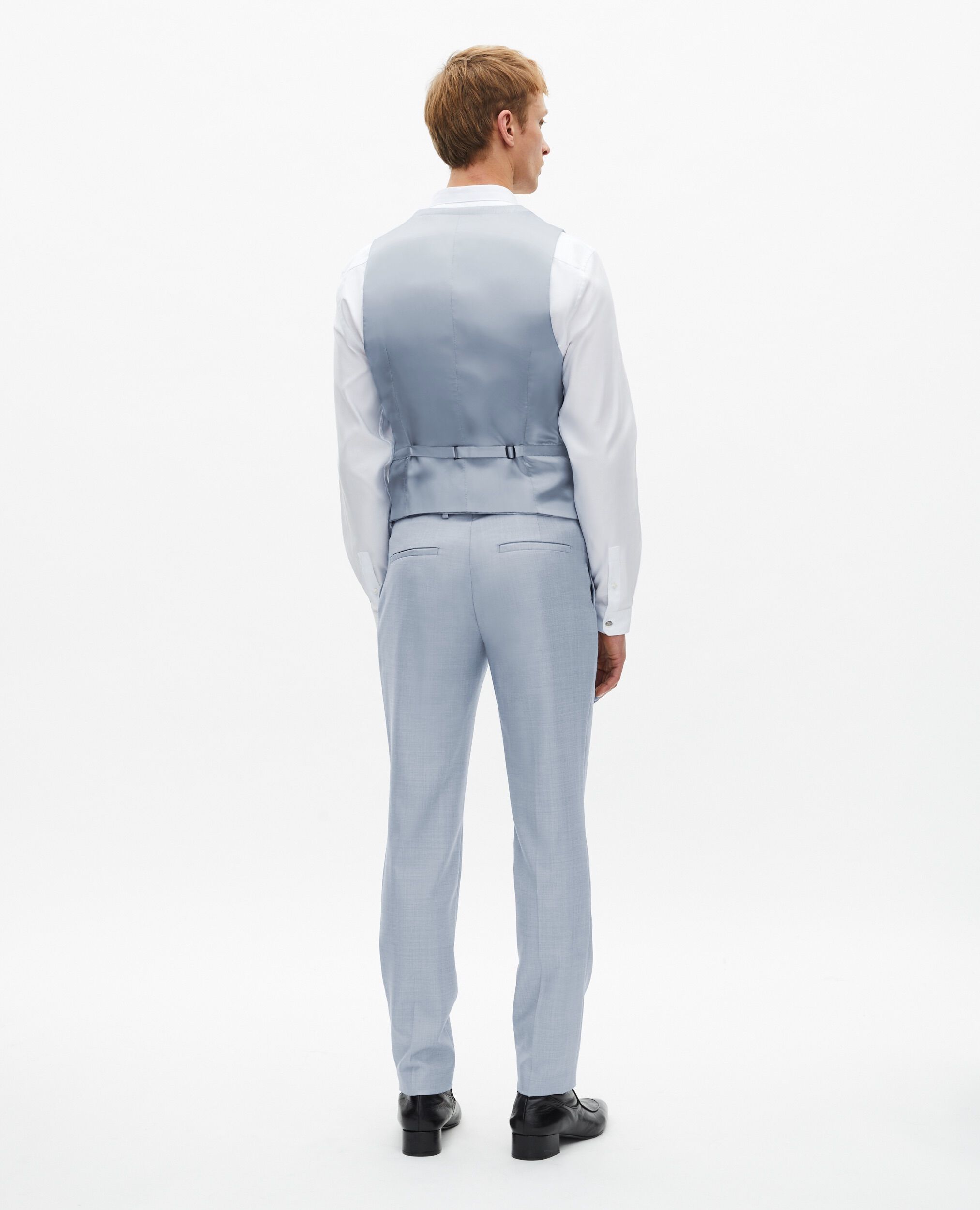 Light blue wool fitted suit waistcoat, BLUE, hi-res image number null