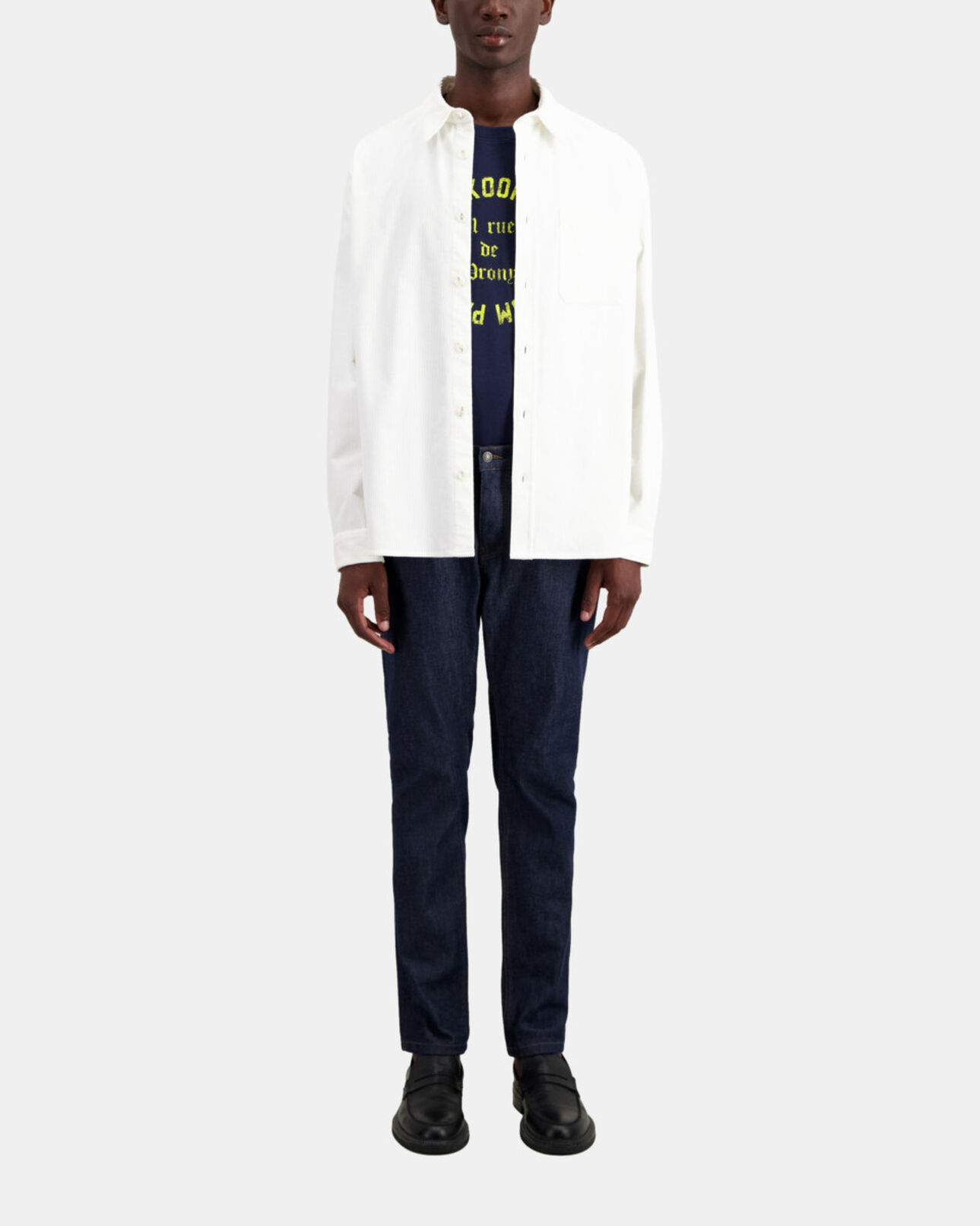 The Kooples HOMME ECRU chemise écrue en velours côtelé