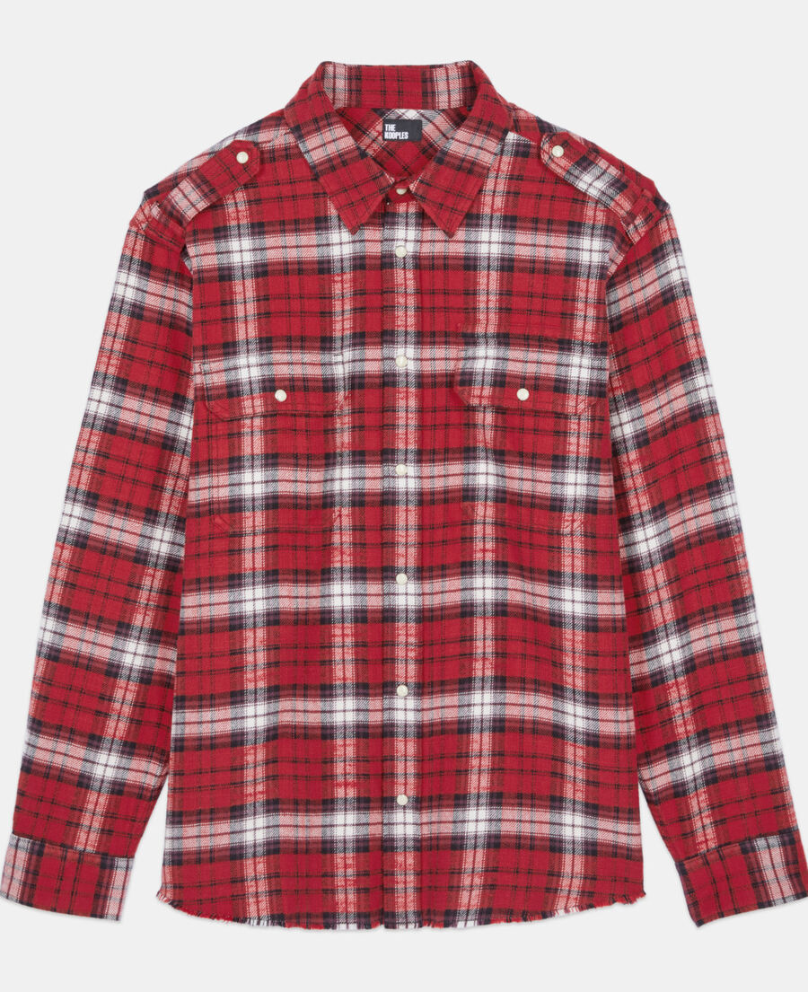 The Kooples MEN BLACK-RED-WHITE red and white checked overshirt
