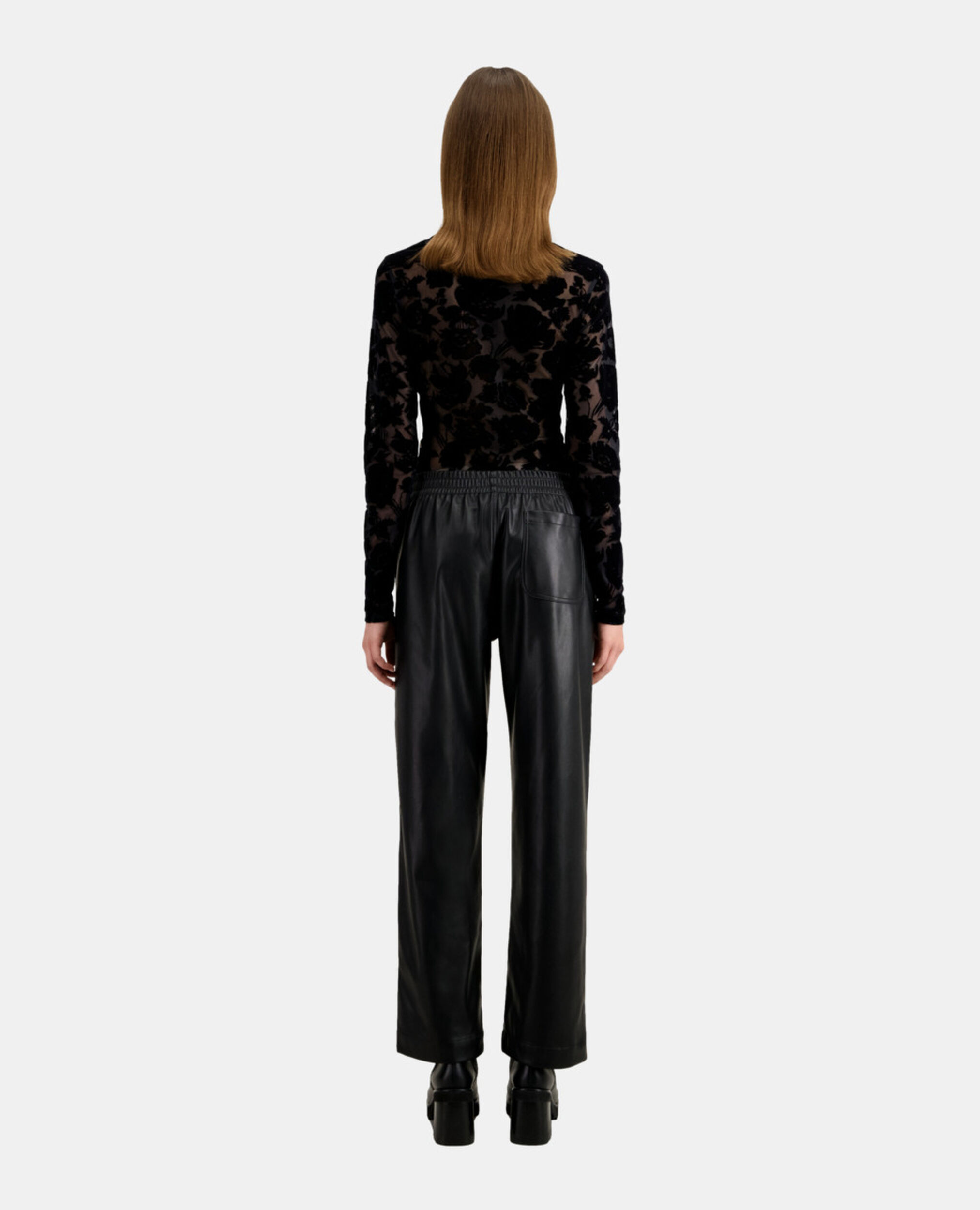 Black leather effect trousers, BLACK, hi-res image number null