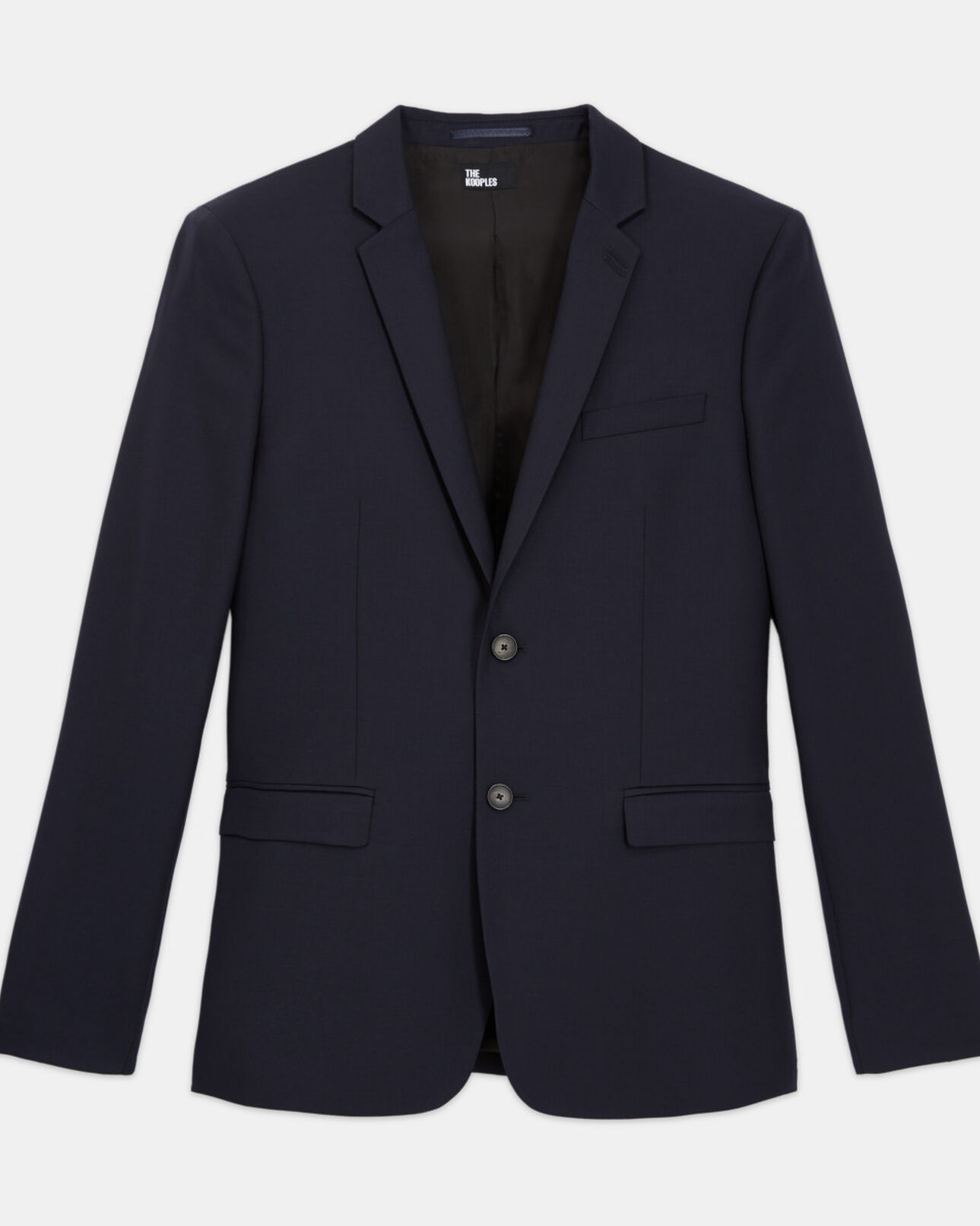 The Kooples HOMME DARK NAVY veste de costume en laine bleu coupe tailleur droite