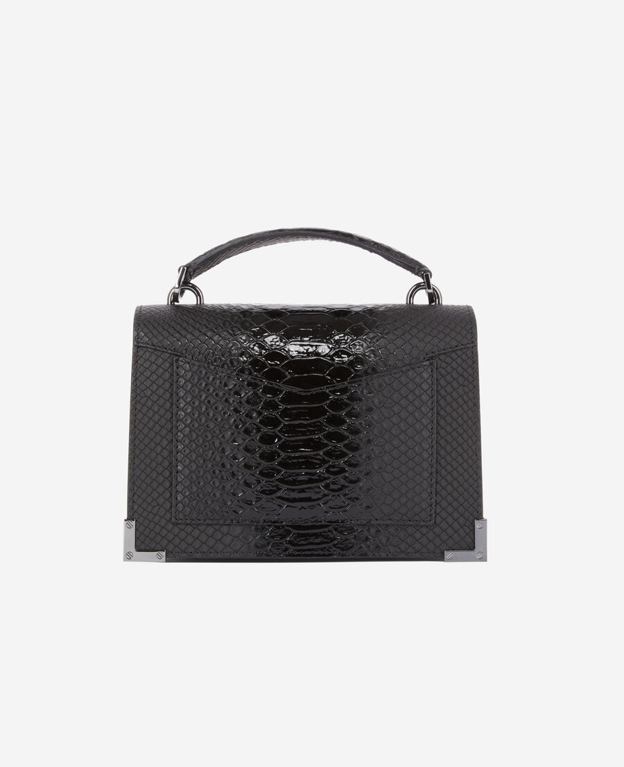 emily small bag in black python-effect leather
