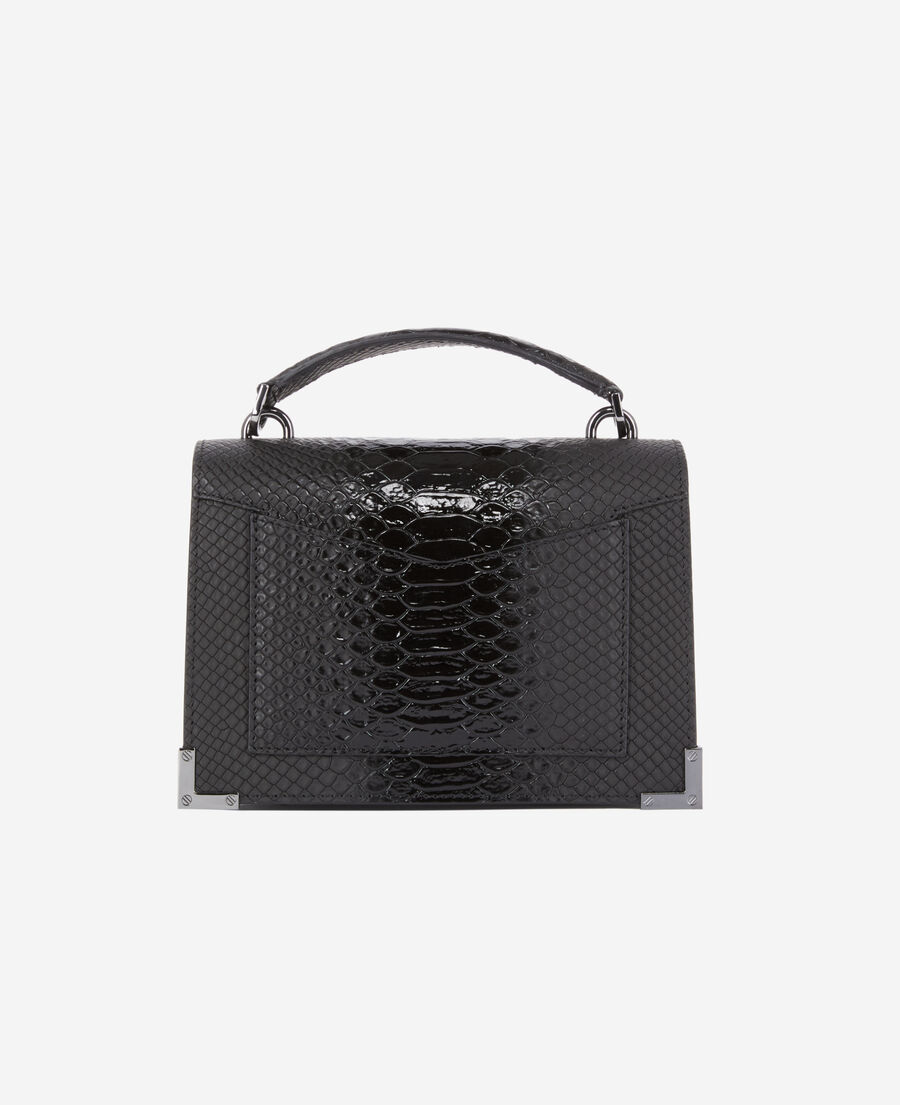 emily chain bag in black python-effect leather