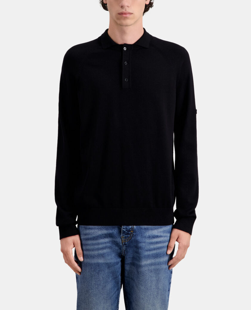 The Kooples HOMME BLACK polo noir en maille