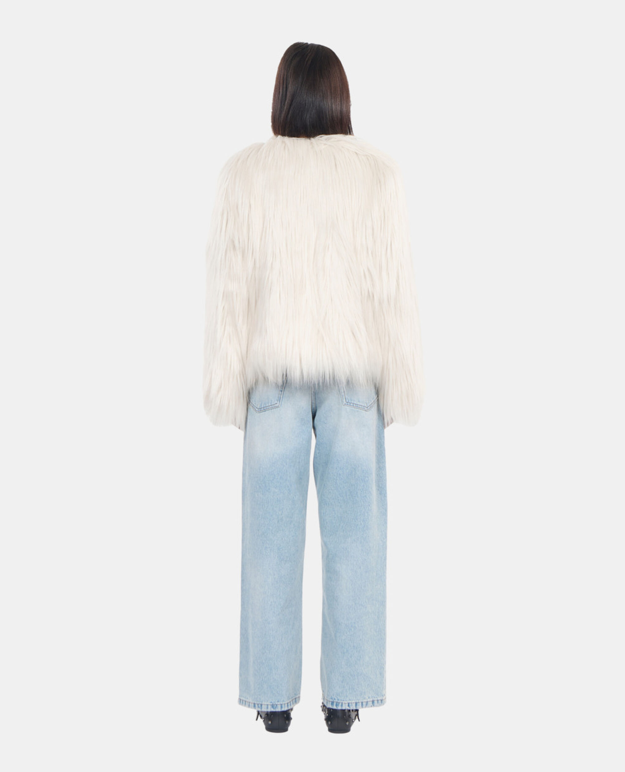 Ecru faux fur coat, ECRU, hi-res image number null