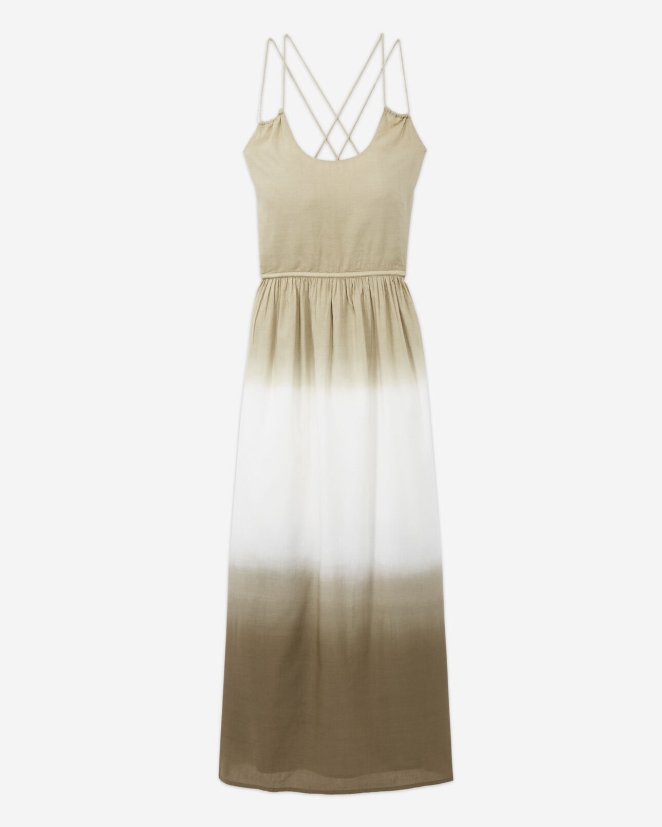 The Kooples FEMME KAKI robe longue sans manches dos nu kaki dégradée