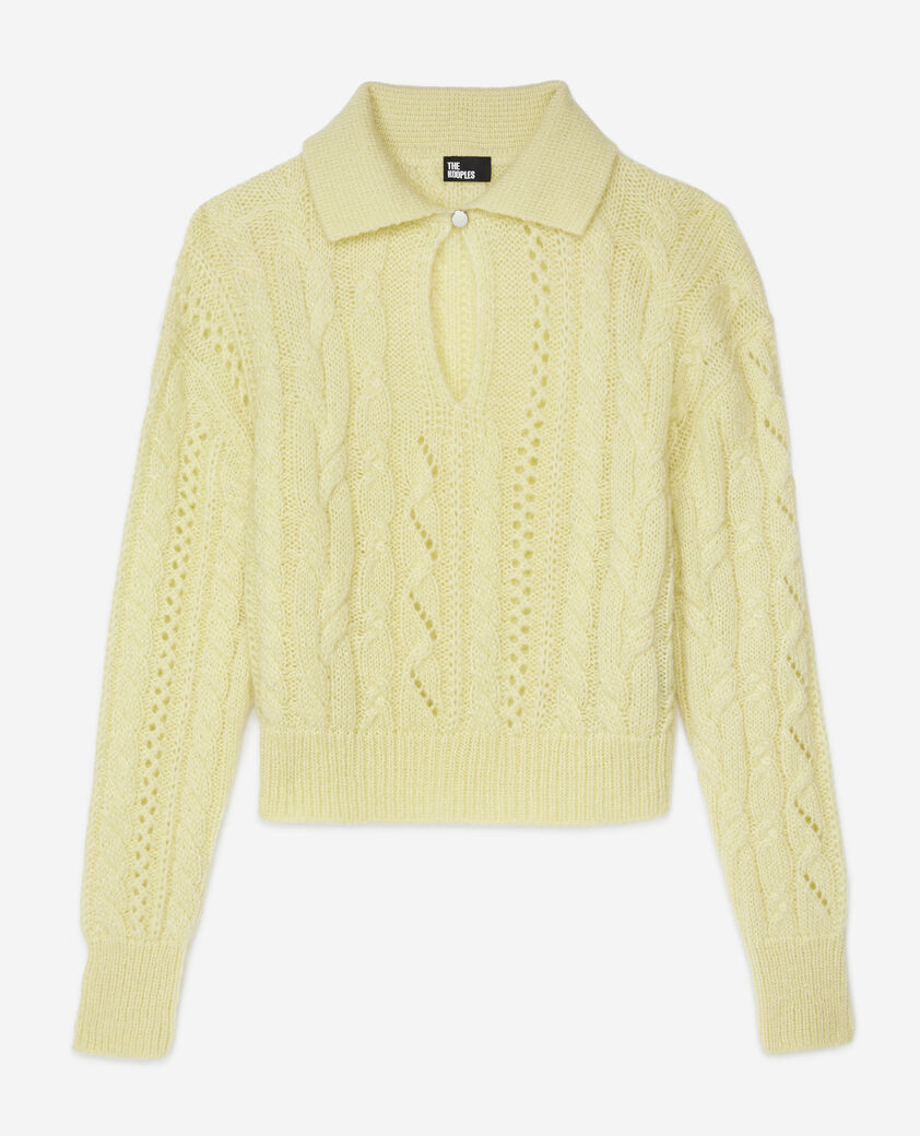 The Kooples FEMME YELLOW pull en laine m&eacute;lang&eacute;e jaune