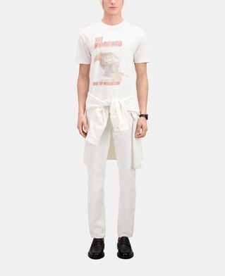 The Kooples HERREN ECRU ecrufarbenes t-shirt mit „eagle“-siebdruck