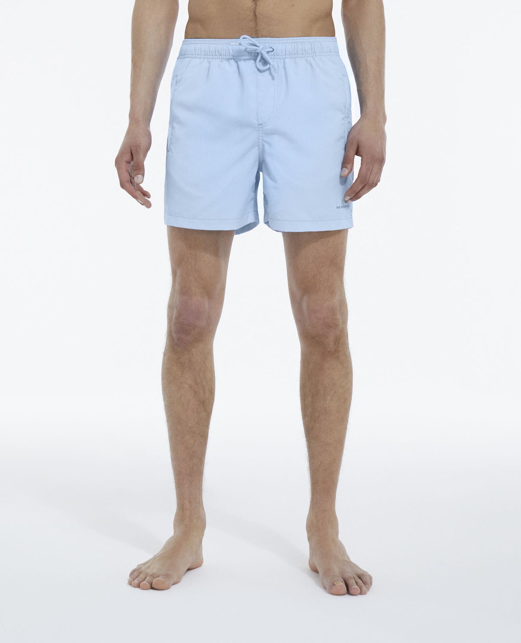 Blue technical swim shorts with small logo, LIGHT BLUE, hi-res image number null