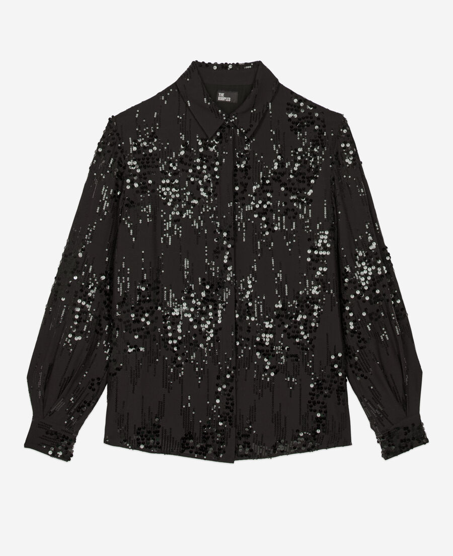 The Kooples MUJER BLACK camisa negra de lentejuelas
