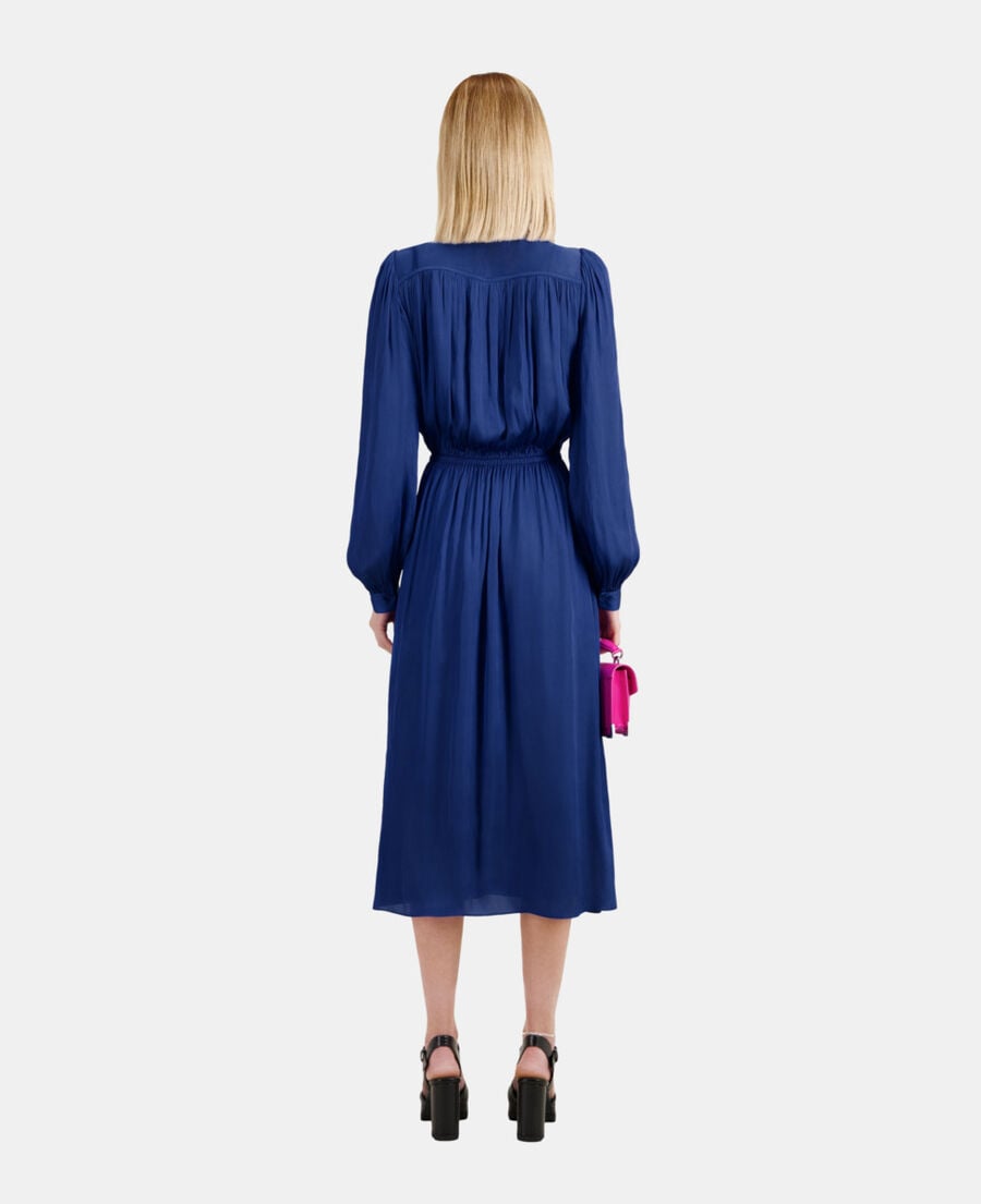 The Kooples WOMEN ROYAL BLUE long blue dress with pleating