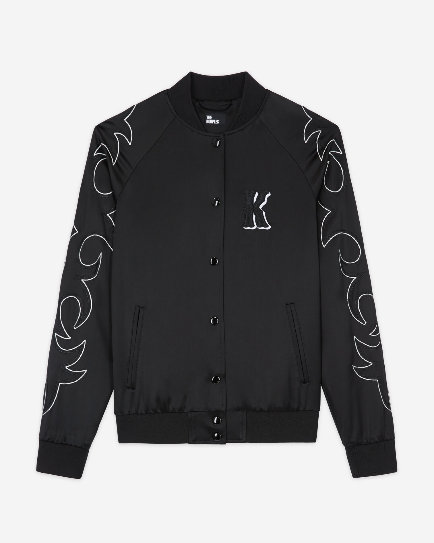 Black Teddy jacket with Western-style embroidery, BLACK, hi-res image number null