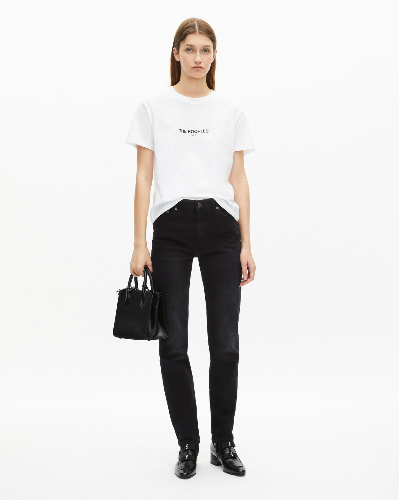 The Kooples DAMEN WHITE weißes t-shirt mit logo für damen