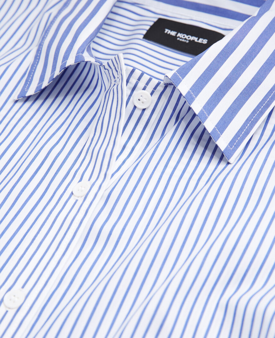 straight-fit striped formal blue shirt
